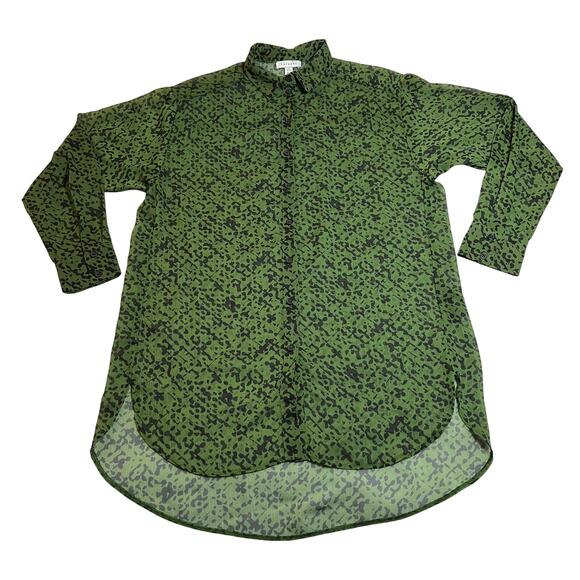 TOPSHOP Abstract Print Semi Sheer Button Up Tunic Blouse Size 4-6 Colorful - Picture 1 of 8